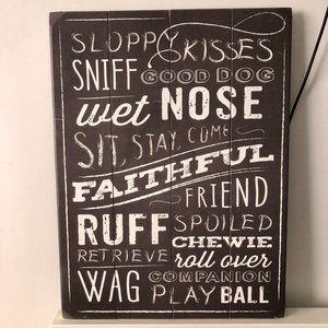 NWT: Happy Dog Words Wooden Wall Decor